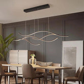 Curved Black Minimalist Dining Room Pendant Light - Clowas